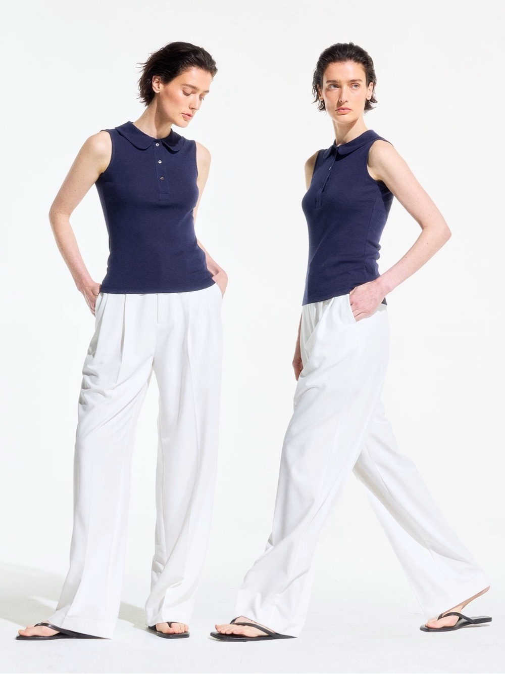 Wide Leg White Women's Trousers - Picture 3 of 7
